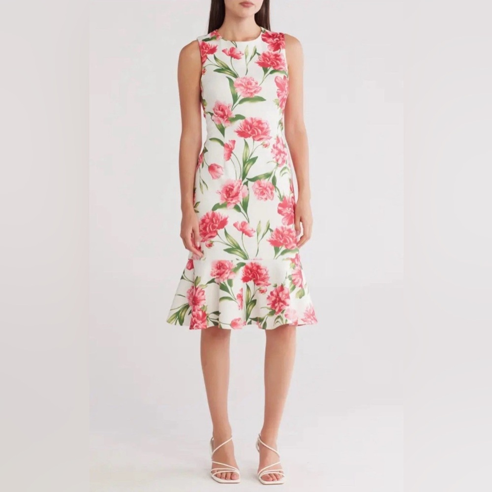 NWT Donna Rico NWT Floral Sleeveless 6 Dress Flounce Hem Summer Garden Party